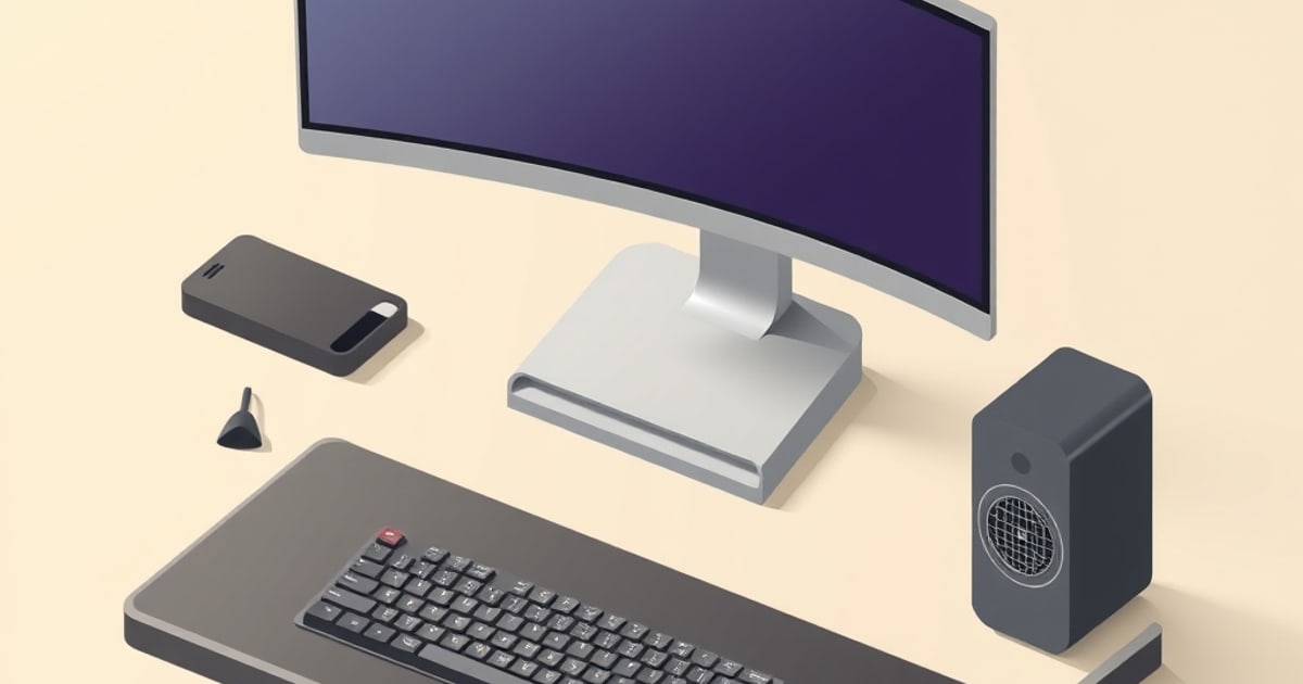 Isometric under-desk keyboard tray mounted on articulating arm at ergonomic typing height